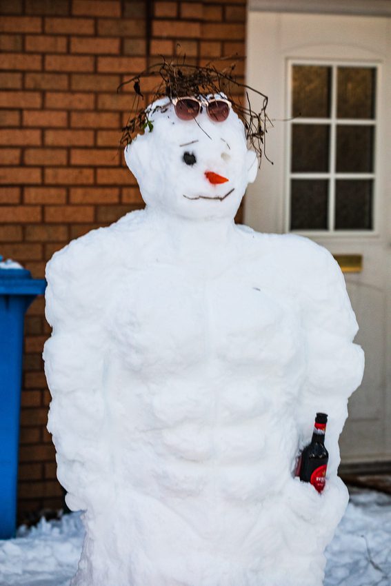 Mrs Snowman's husband, showing off his six-pack(s) outside his house on Thomson Street, Dundee, Scotland. DD125