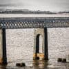 The Tay Rail Bridge and background snowstorm from Wormit, Fife, Scotland. DD110