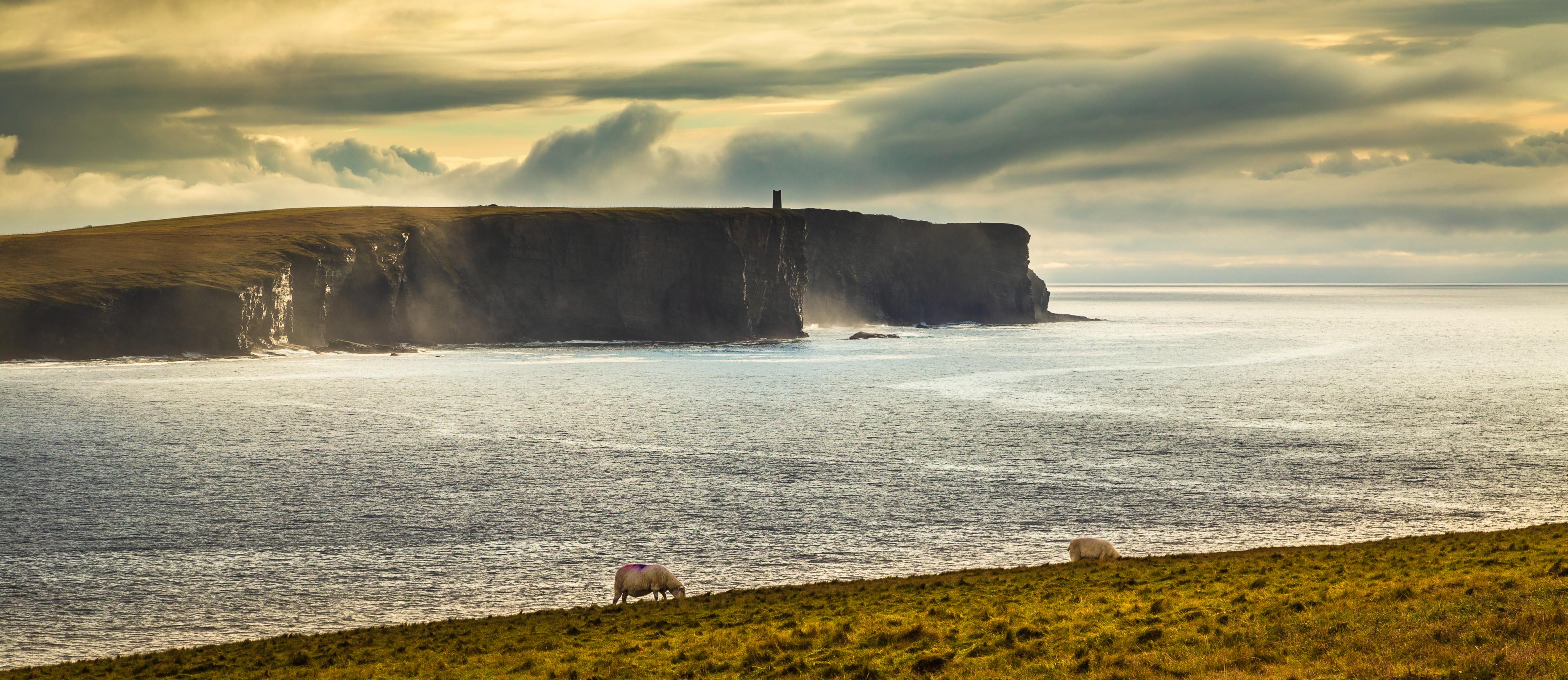 Marwick Head and the Kitchener Memorial, from the Brough of Birsay, Orkney Islands. OR012