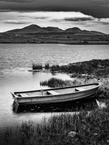 Boat on the Dubh Lochan, by Loch Laidon, near Rannoch Station, Scotland. SM035