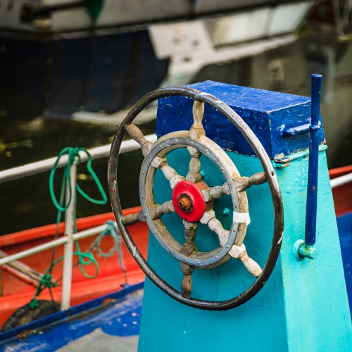 Wheel of a barge on the Barrow Navigation at St Mullin's (Tigh Moling), County Carlow, Ireland. BR004