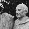 Statue of monk with willow reeds, Graiguenamanagh, County Kilkenny, Ireland. BR018