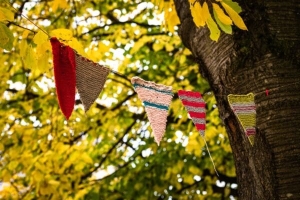 'Guerilla knitting' near St Salvador's Church, Dundee, Scotland. DD152