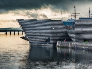 Dundee V &amp; A building at dusk, Dundee, Scotland