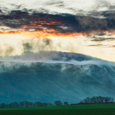 Winter dusk over the Lomond Hills, Fife, Scotland.