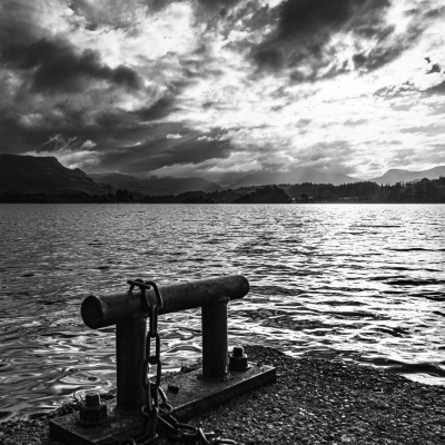Monochrome Image of Lochawe Pier, Argyll, Scotland.
