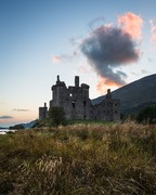 Kilchurn Castle at dusk, on Loch Awe, Argyll, Scotland.