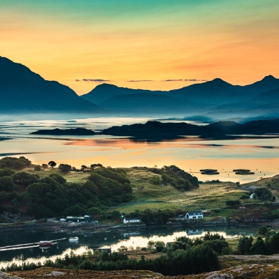 Sunrise Over Upper Loch Torridon From Applecross Wester Ross Scotland