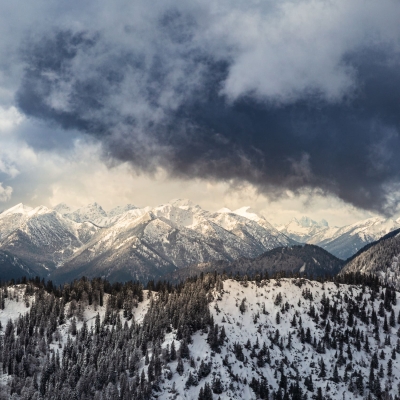 View From The Fahrenbergkopf Across The Walchensee To The Bavarian Alps