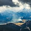 View south to Krun and Wallgau from the Herzogstand, Bavaria, Germany