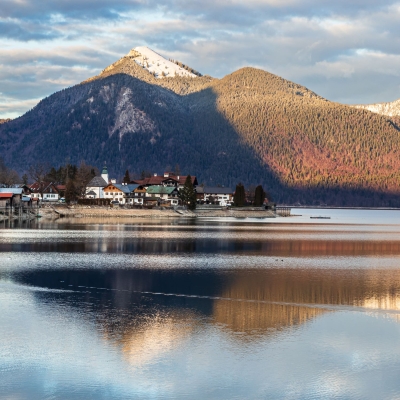 Walchensee And The Jochberg, Bavaria, Germany.